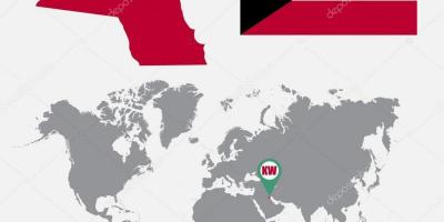 Kuwait map in world map