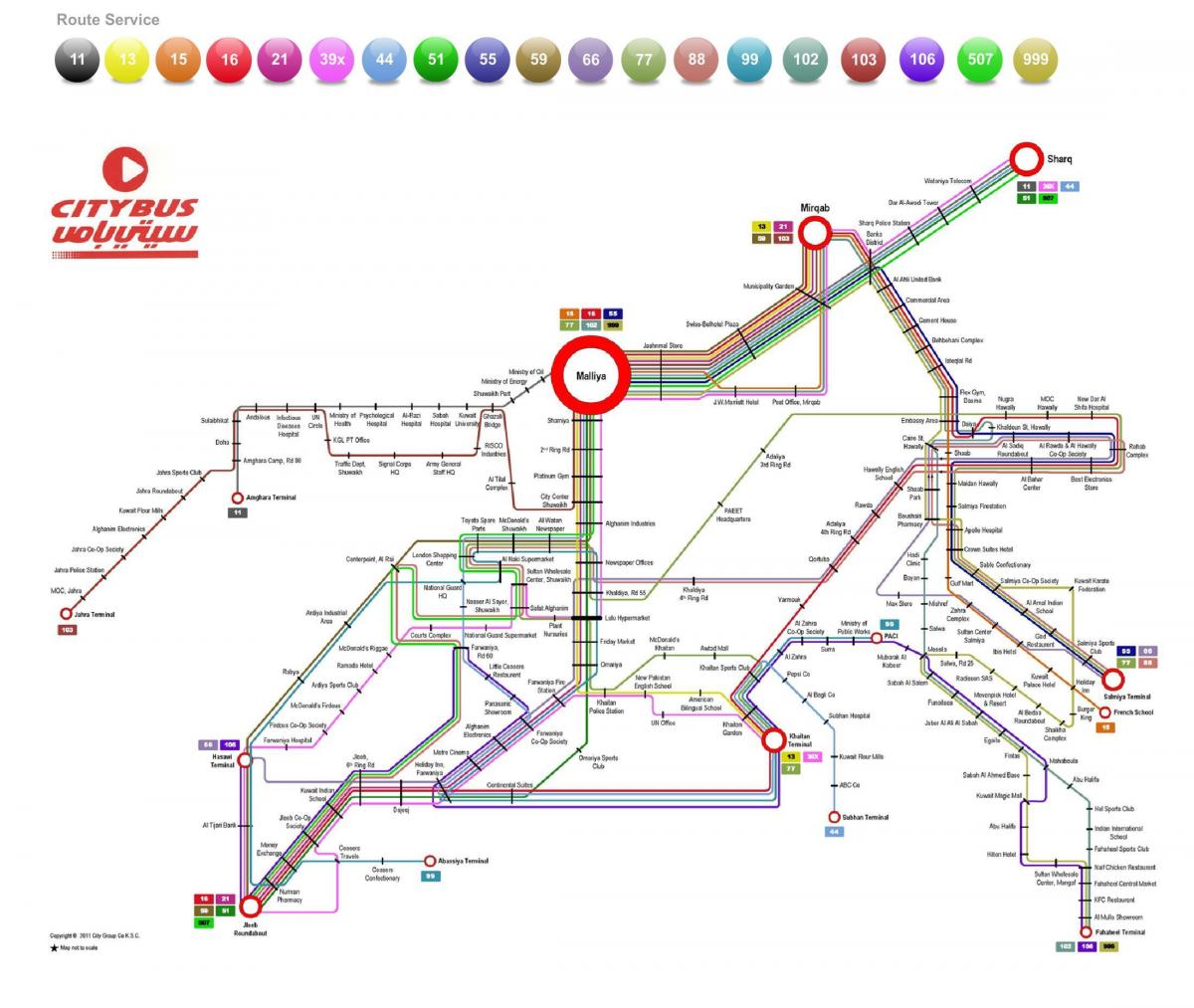 kuwait city bus 999 route map